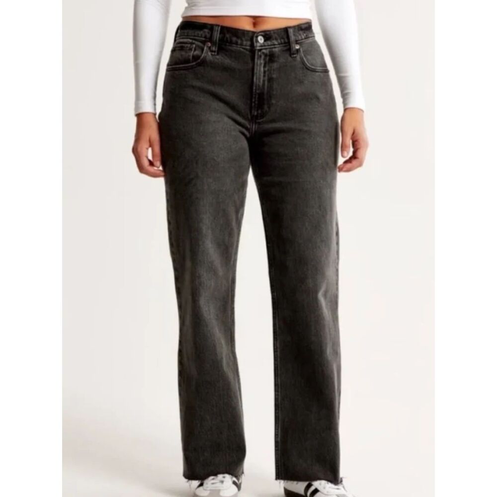 Abercrombie black low rise baggy curve love jeans, size 32R